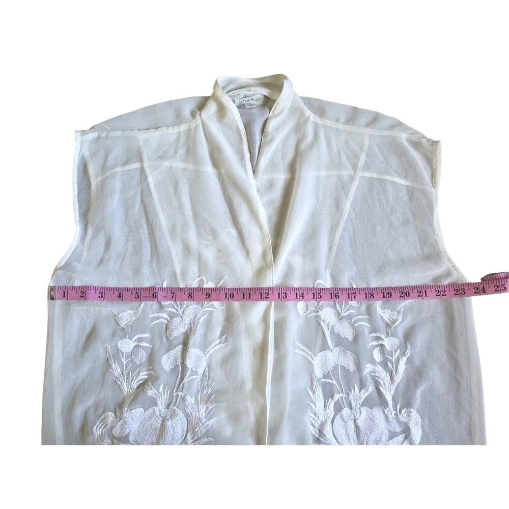 Echo & Rage XL Ivory Sheer Embroidered Fringe Vest Kimono Boho Duster Festival - Picture 7 of 9